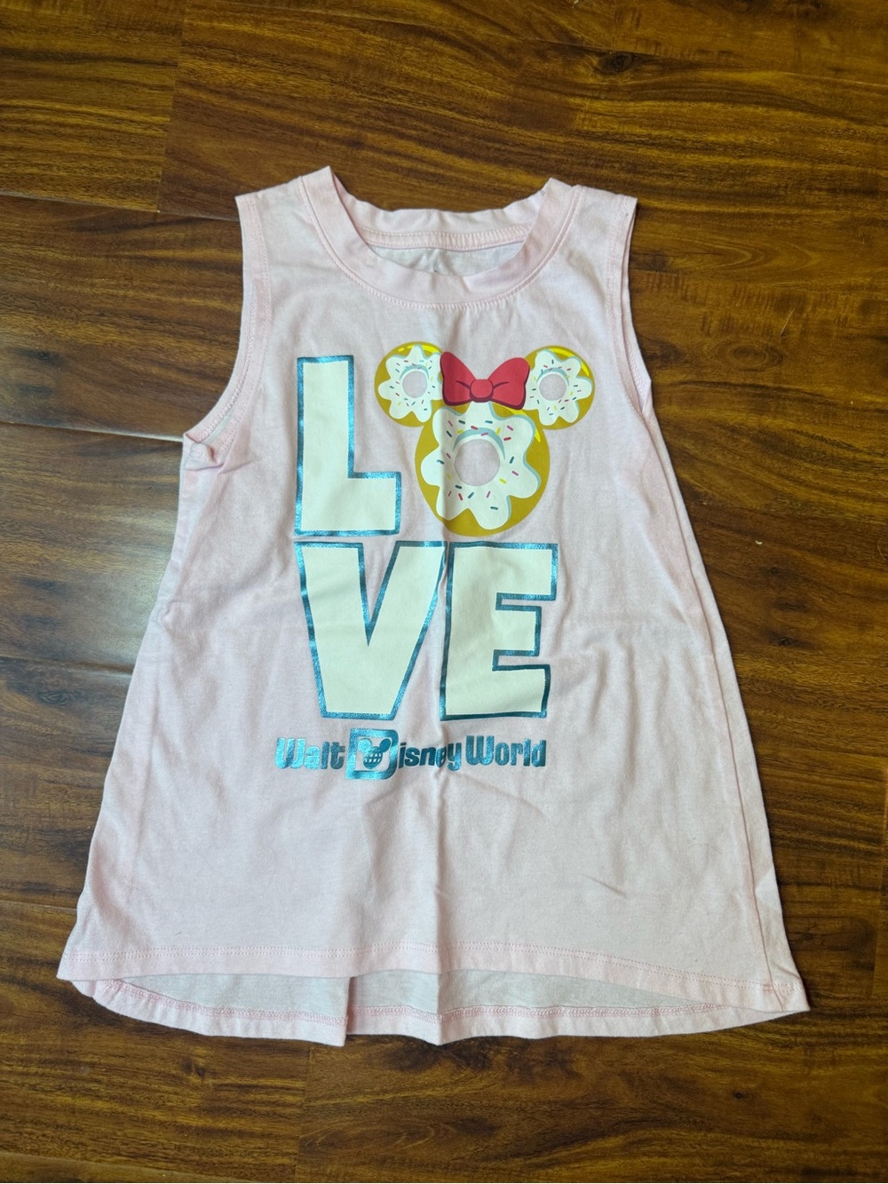 Disney Girls Light Pink 'LOVE' Minnie Donut Tank Top